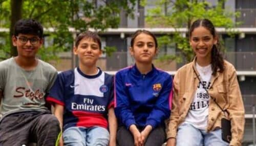 Portret van vier kinderen.